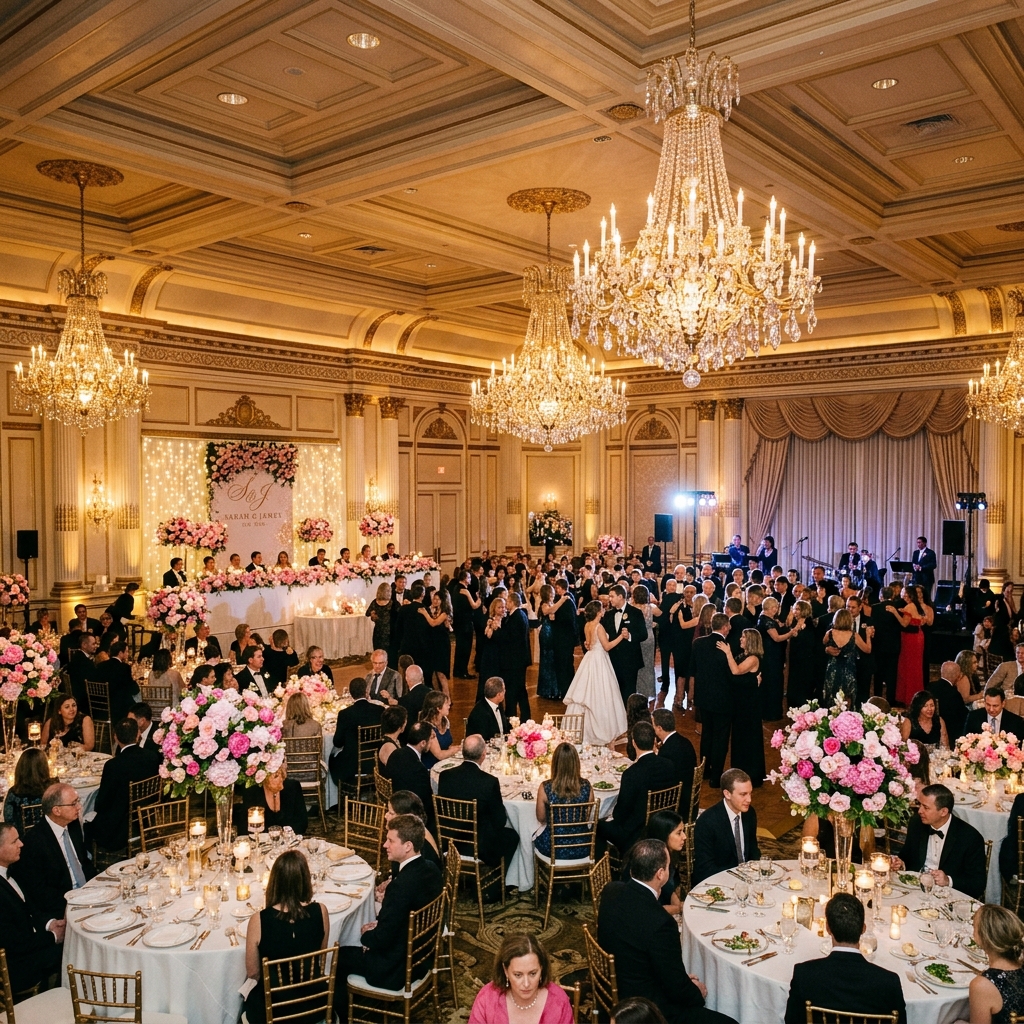 Grand ballroom wedding reception